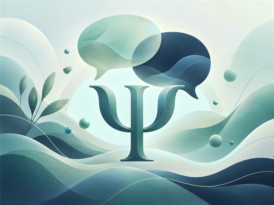 Ilustração: símbolo da Psicologia e balões de conversa